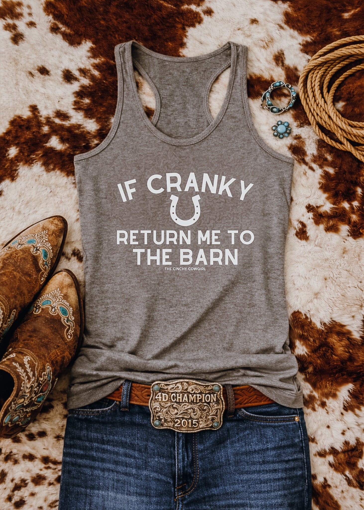 If Cranky Return Me To The Barn Tank Top Tank Top The Cinchy Cowgirl - Print