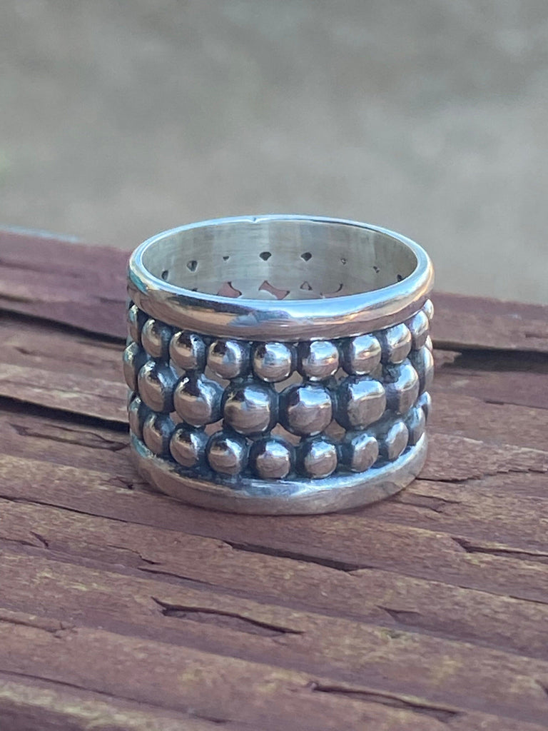 Silver Ball Cigar Band Ring NT jewelry Nizhoni Traders LLC   
