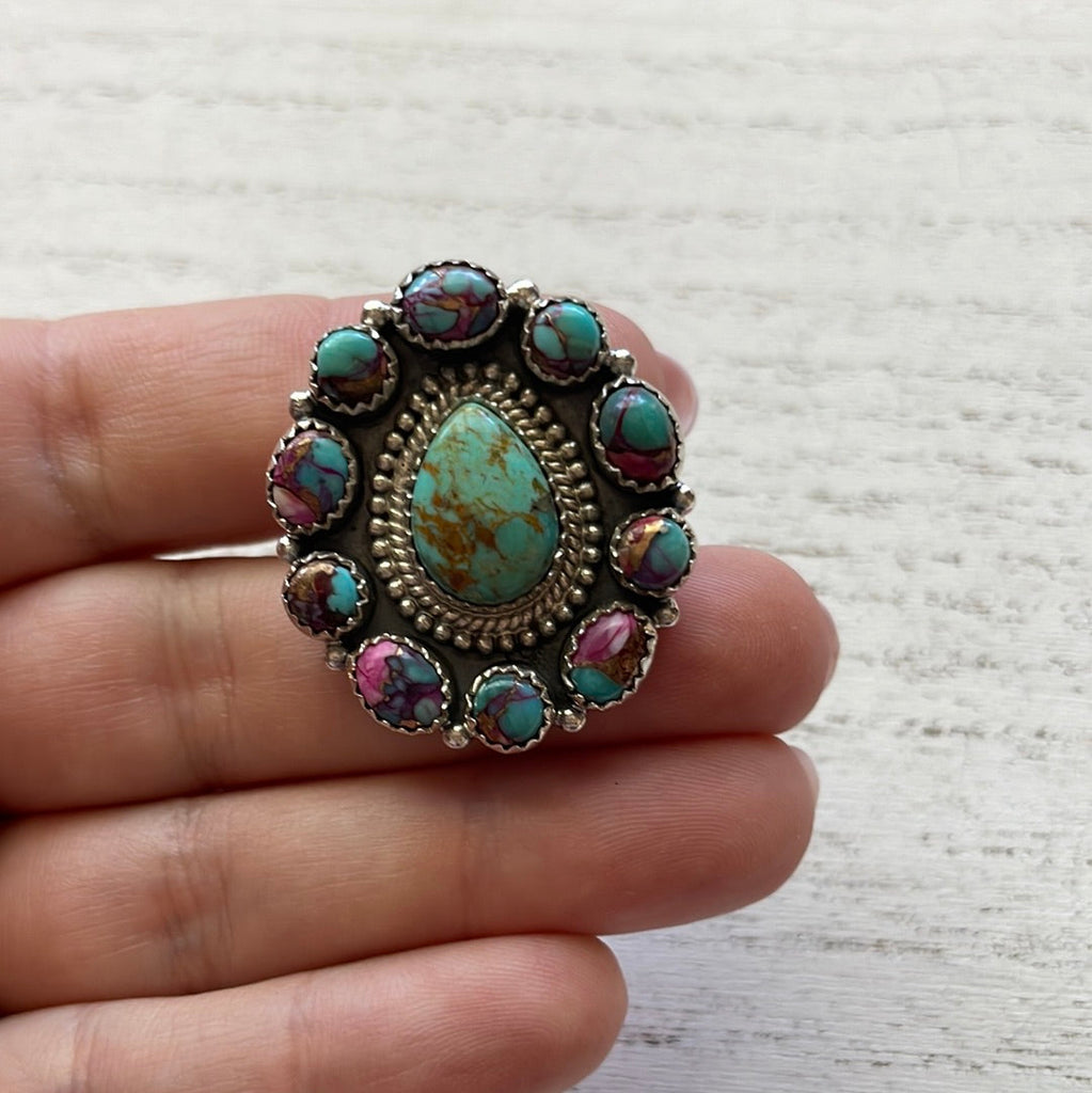 Colors in the Southwestern Wind Adjustable Ring NT jewelry Nizhoni Traders LLC   