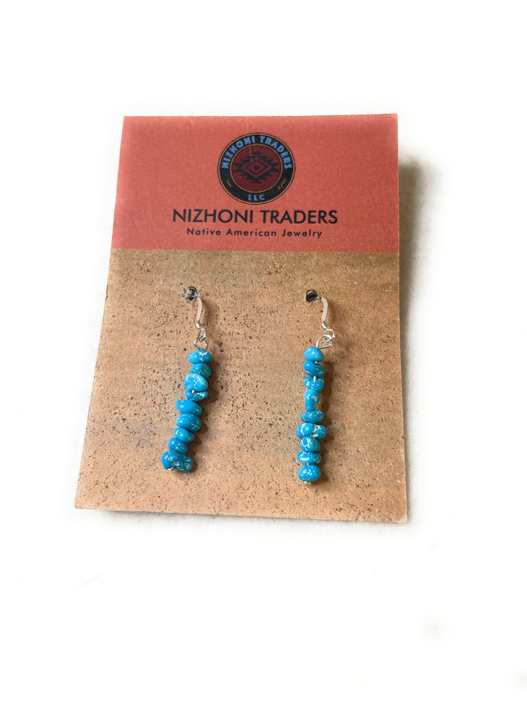 1 1/2" Long Turquoise Beaded Dangle Earrings NT jewelry Nizhoni Traders LLC   