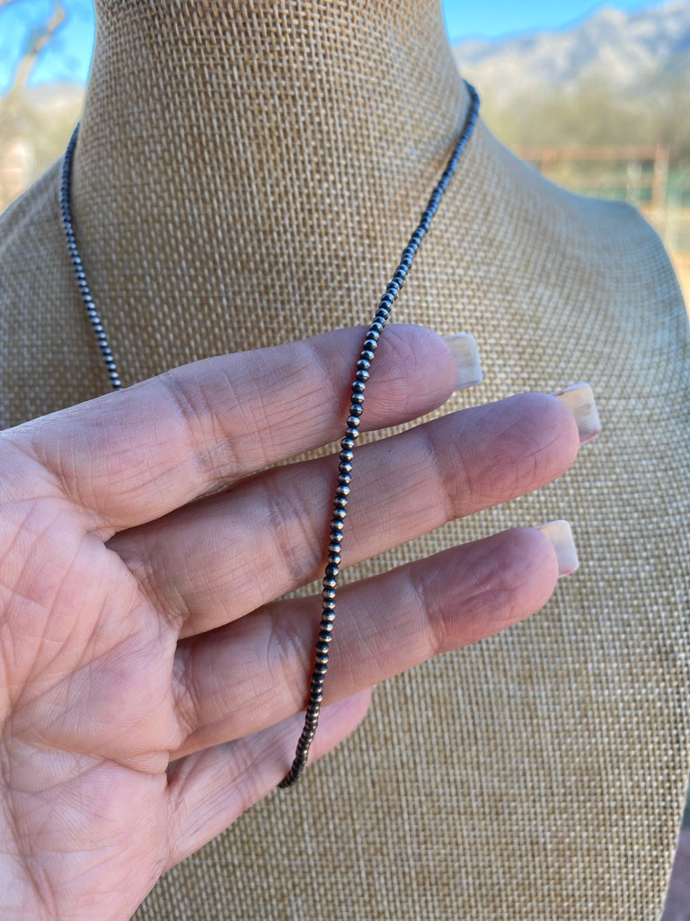 2mm Sterling Silver  Pearl Beaded 16” Necklace Jewelry & Watches:Ethnic, Regional & Tribal:Necklaces & Pendants Nizhoni Traders LLC   