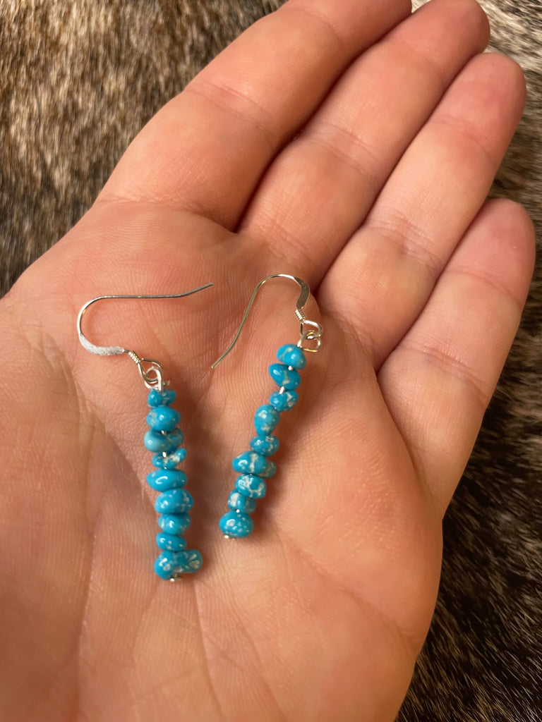1 1/2" Long Turquoise Beaded Dangle Earrings NT jewelry Nizhoni Traders LLC   