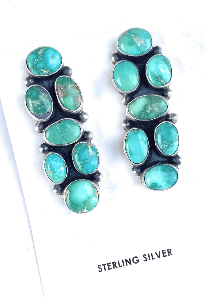 Turquoise Cluster Post Earrings NT jewelry Nizhoni Traders LLC   