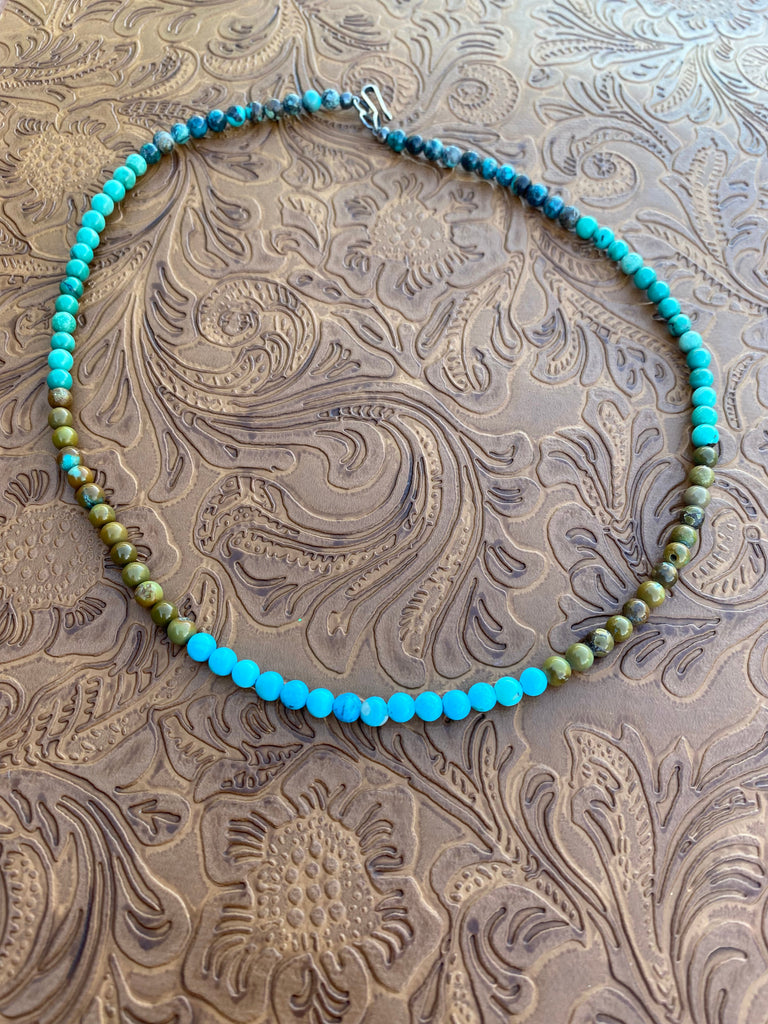 16" Multi Turquoise Beaded 16 Inch Necklace NT jewelry Nizhoni Traders LLC   