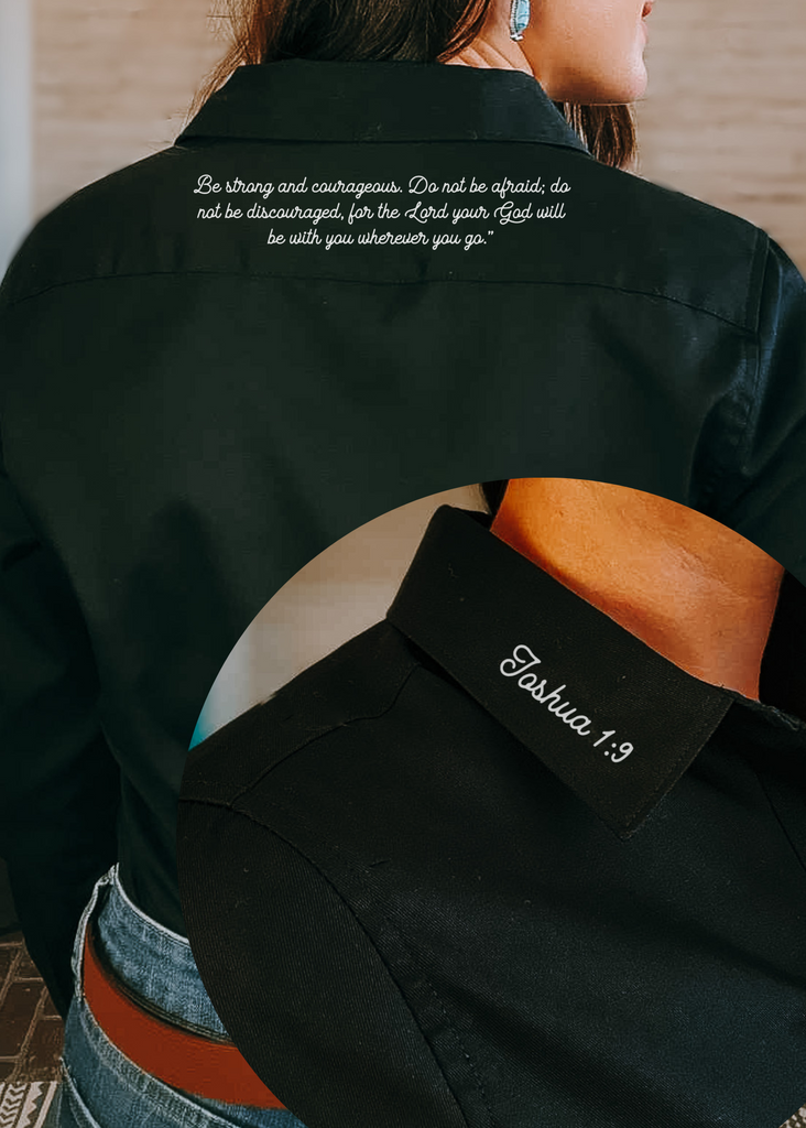 Joshua 1:9 Long Sleeve Button Down Shirt [6 Colors] long sleeve button down - faith based The Cinchy Cowgirl   