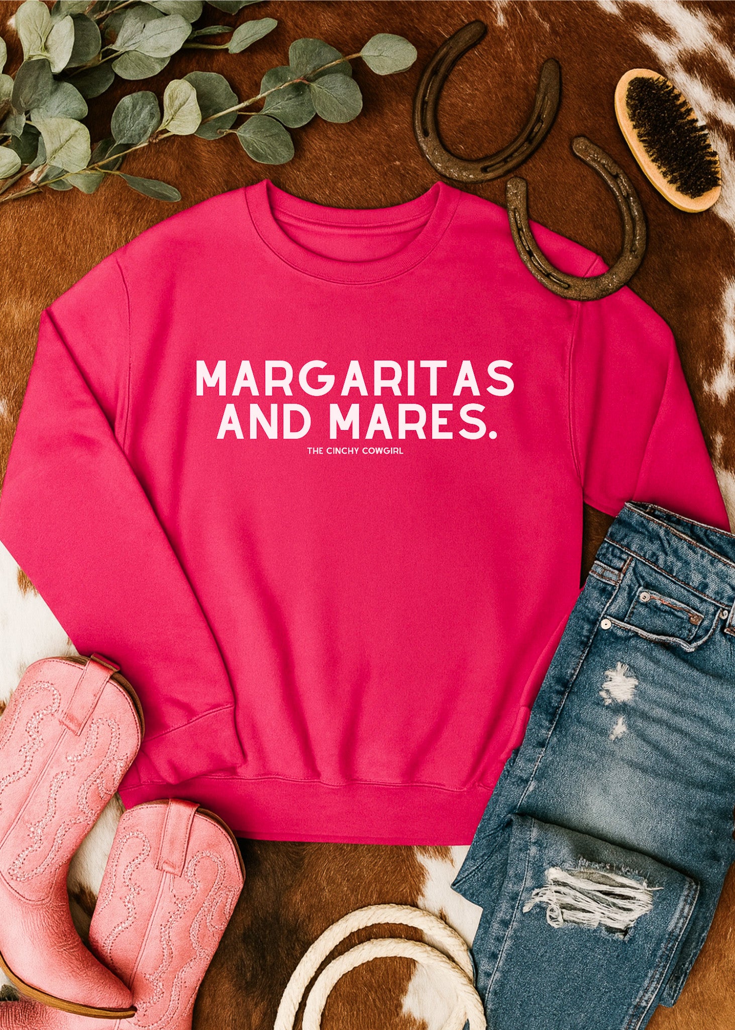 Margaritas and Mares Pullover Graphic Pullover The Cinchy Cowgirl - Print