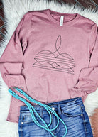 Mauve Boot Stitch Long Sleeve Graphic Tee graphic tee long sleeve The Cinchy Cowgirl   