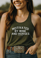 Motivated By Wine & Horses Tank Top Tank Top The Cinchy Cowgirl - Print