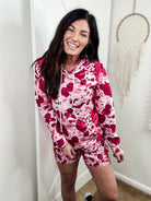 Pink Cowprint Hoodie Women's Pullover Hoodie With Drawstring The Cinchy Cowgirl (YC)