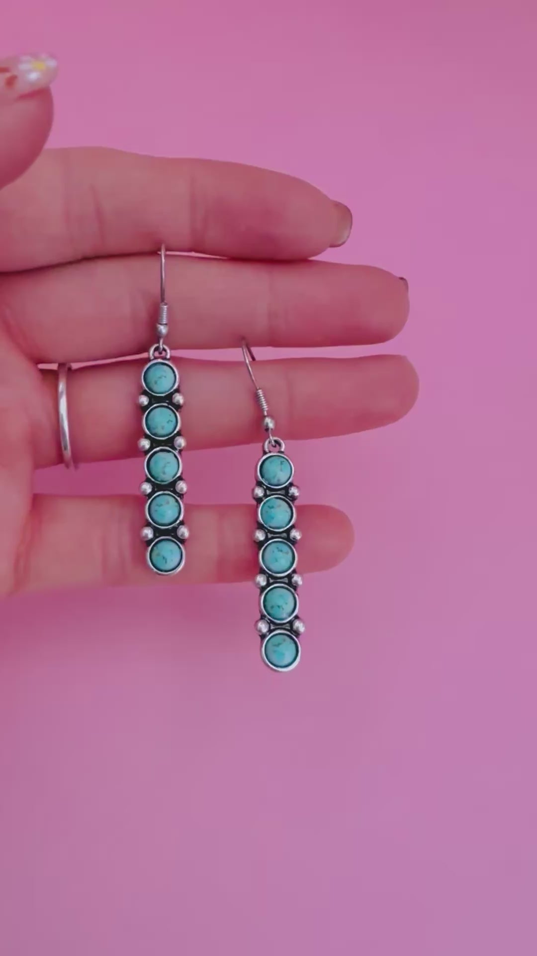 Turquoise Slender Dangle Earrings Earrings The Cinchy Cowgirl (BT)