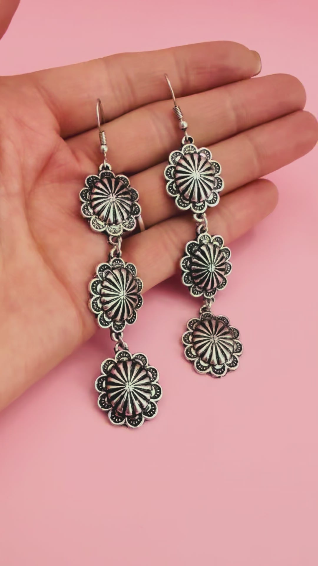 Trio Concho Dangle Earrings Earrings The Cinchy Cowgirl (BT)