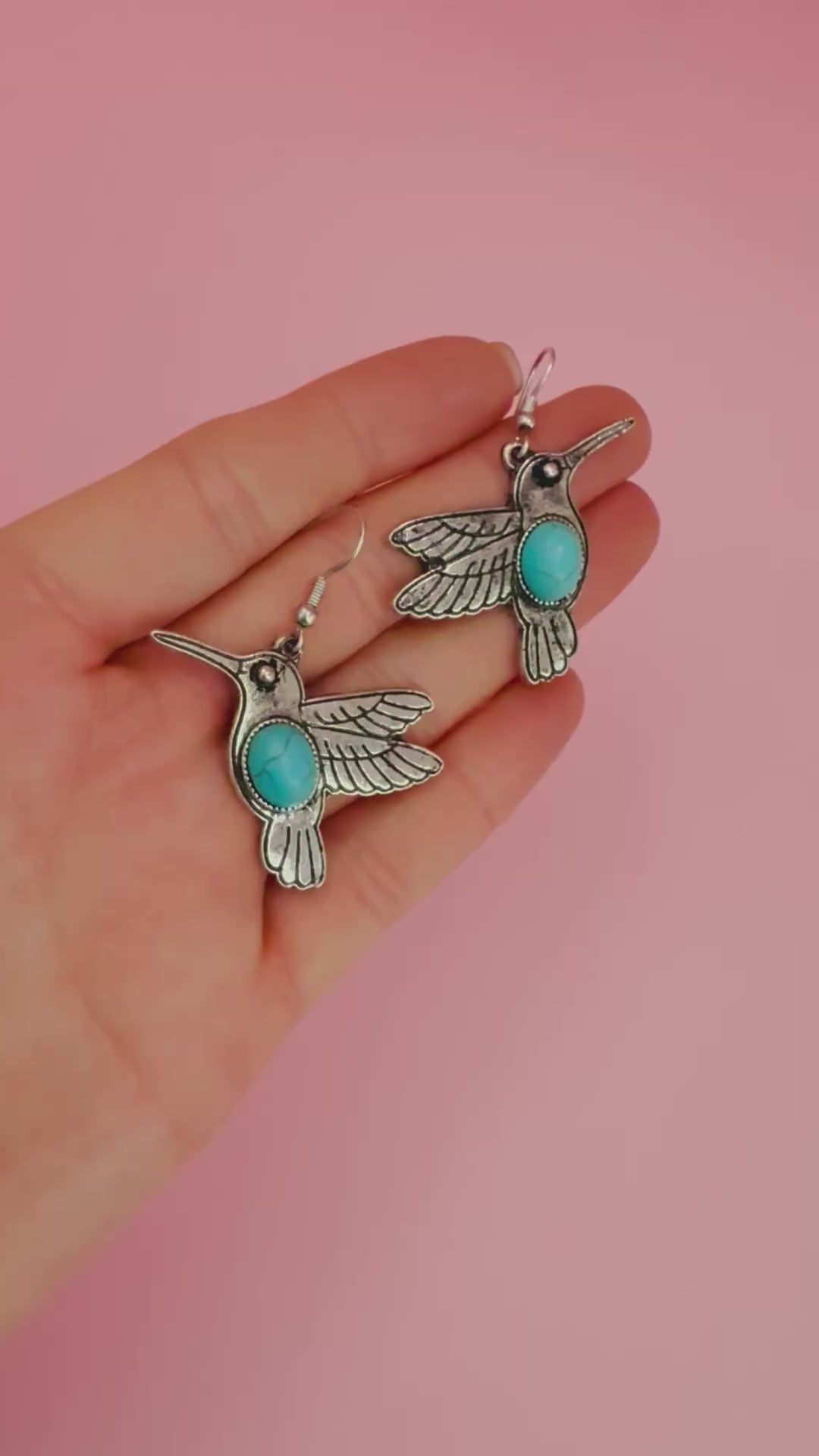 Turquoise Hummingbird Earrings Earrings The Cinchy Cowgirl (BT)