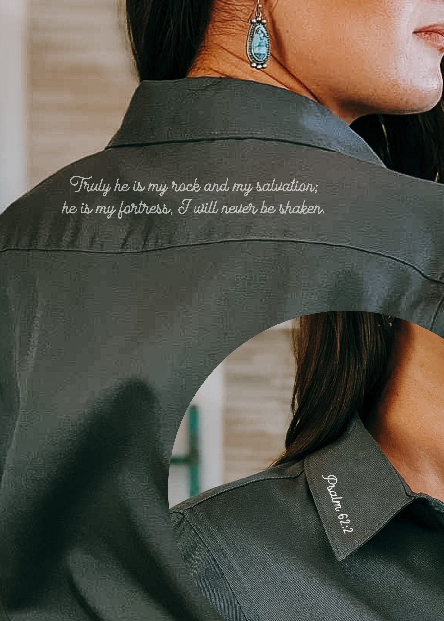 Psalm 62:2 Long Sleeve Button Down Shirt long sleeve button down - faith based The Cinchy Cowgirl