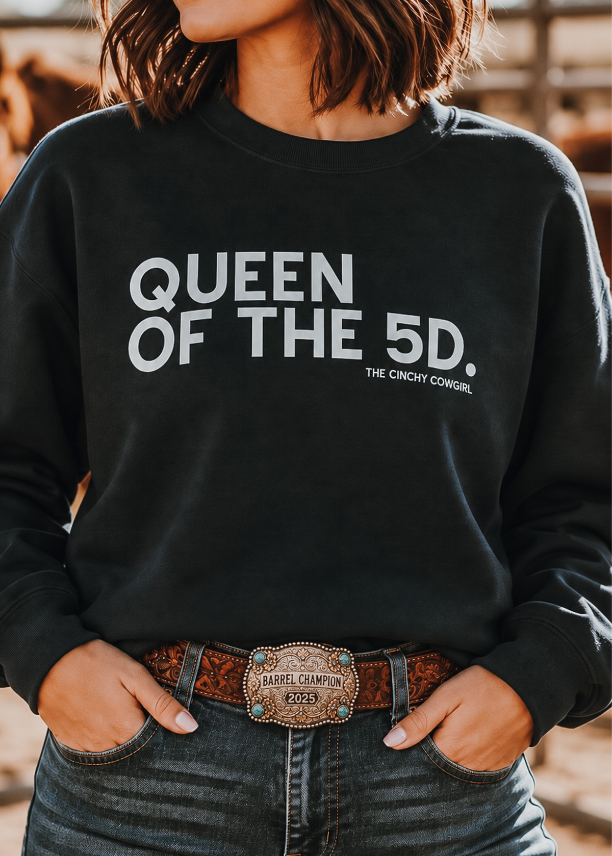 Queen Of The 5D Fleece Pullover Sweatshirt The Cinchy Cowgirl - Print