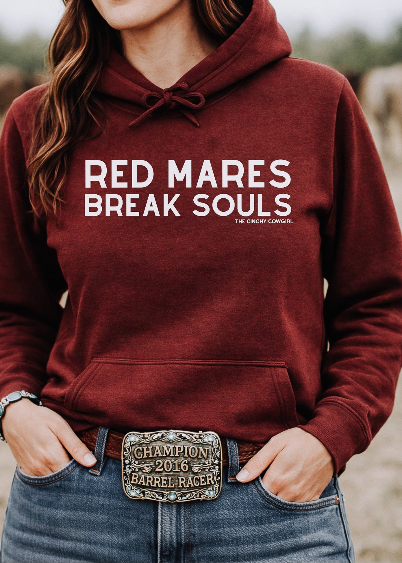 Red Mares Break Souls Hoodie Hoodie The Cinchy Cowgirl - Print