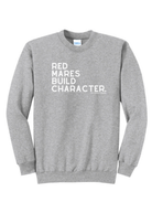 Red Mares Build Character Pullover Graphic Pullover The Cinchy Cowgirl Small Athletic Heather Gray