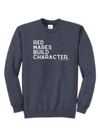 Red Mares Build Character Pullover Graphic Pullover The Cinchy Cowgirl Small Heather Navy