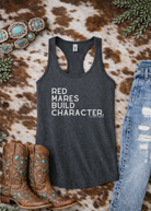 Red Mares Build Character Racerback Tank Tank Top The Cinchy Cowgirl - Print