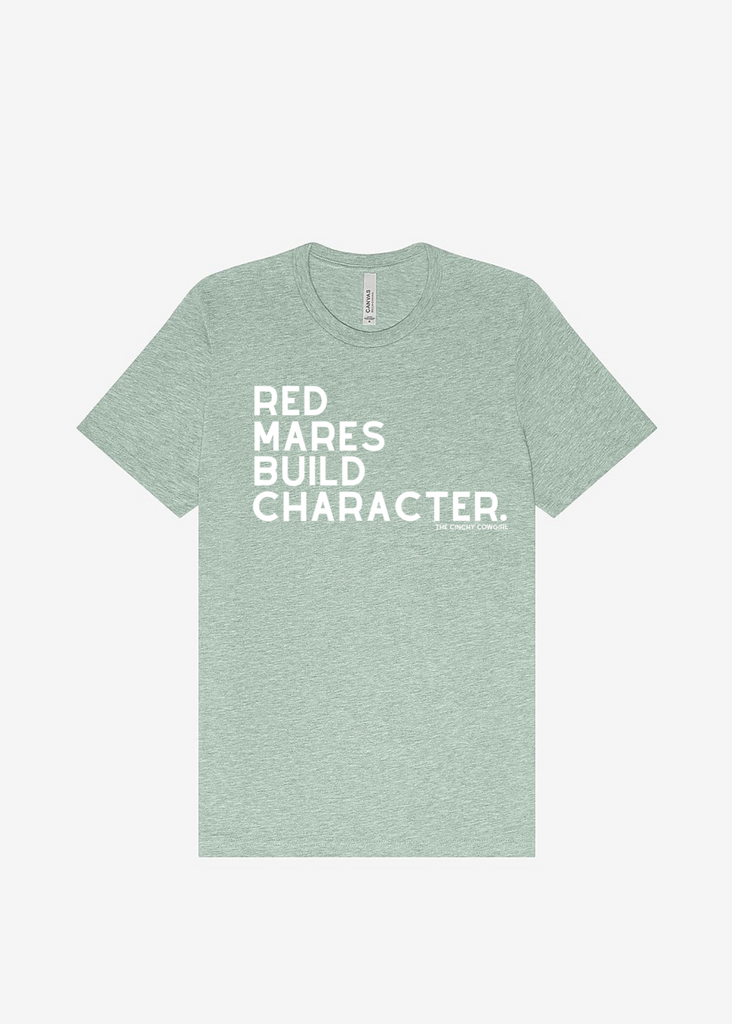 Red Mares Build Character Short Sleeve Graphic Tee [16 Colors] Short Sleeve Graphic Tee The Cinchy Cowgirl Dusty Blue Small