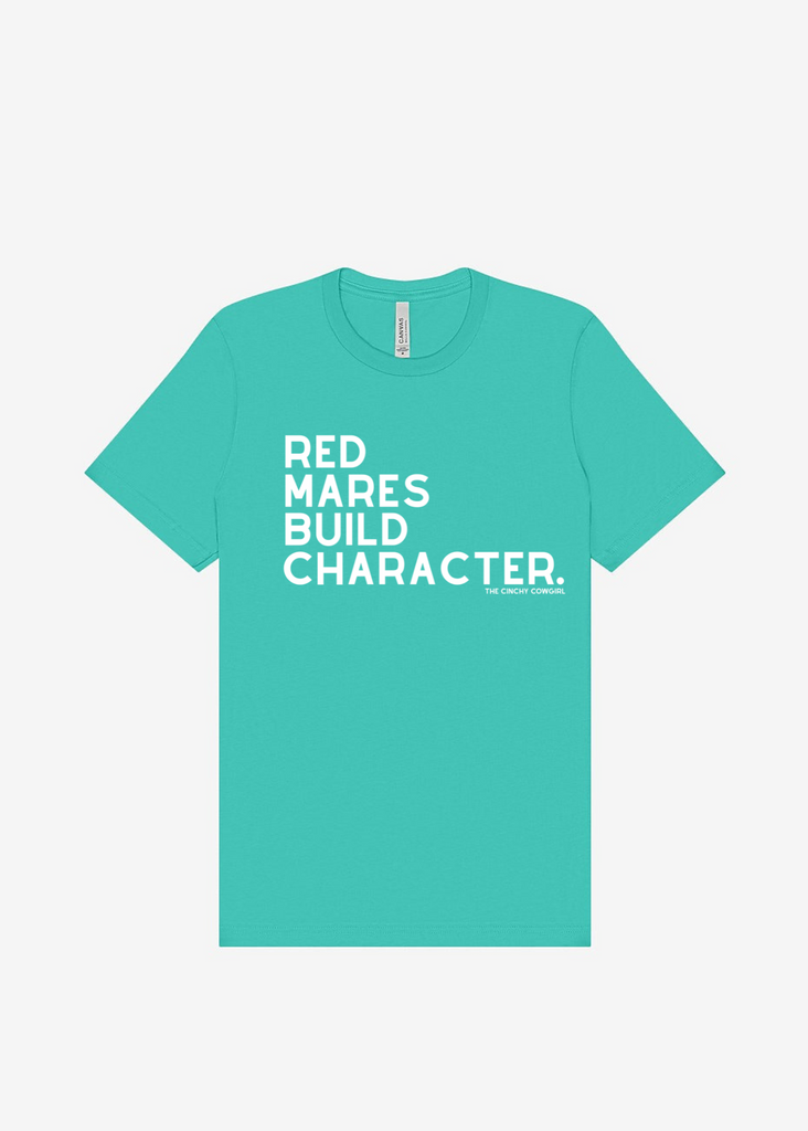 Red Mares Build Character Short Sleeve Graphic Tee [16 Colors] Short Sleeve Graphic Tee The Cinchy Cowgirl Teal Small
