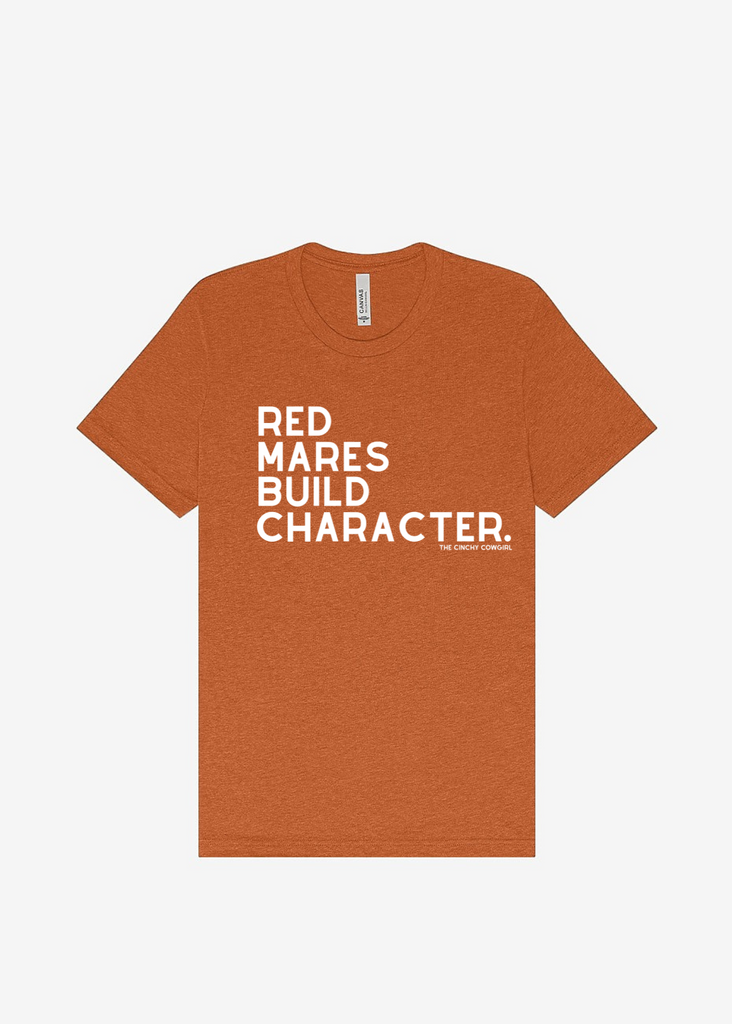 Red Mares Build Character Short Sleeve Graphic Tee [16 Colors] Short Sleeve Graphic Tee The Cinchy Cowgirl Heather Autumn Small