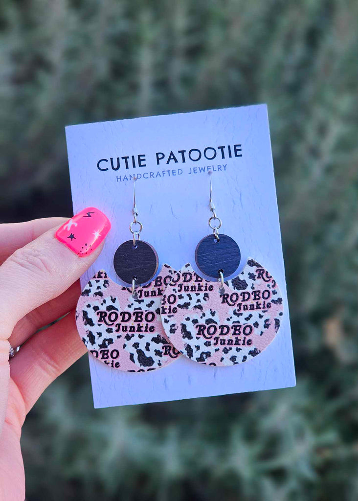 Pink & Black Rodeo Junkie Handcrafted Earrings earrings Cutie Patootie   