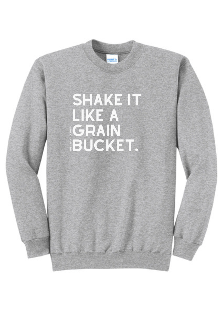 Shake It Like A Grain Bucket Pullover [6 Colors] tcc pullover The Cinchy Cowgirl Small Athletic Heather Gray