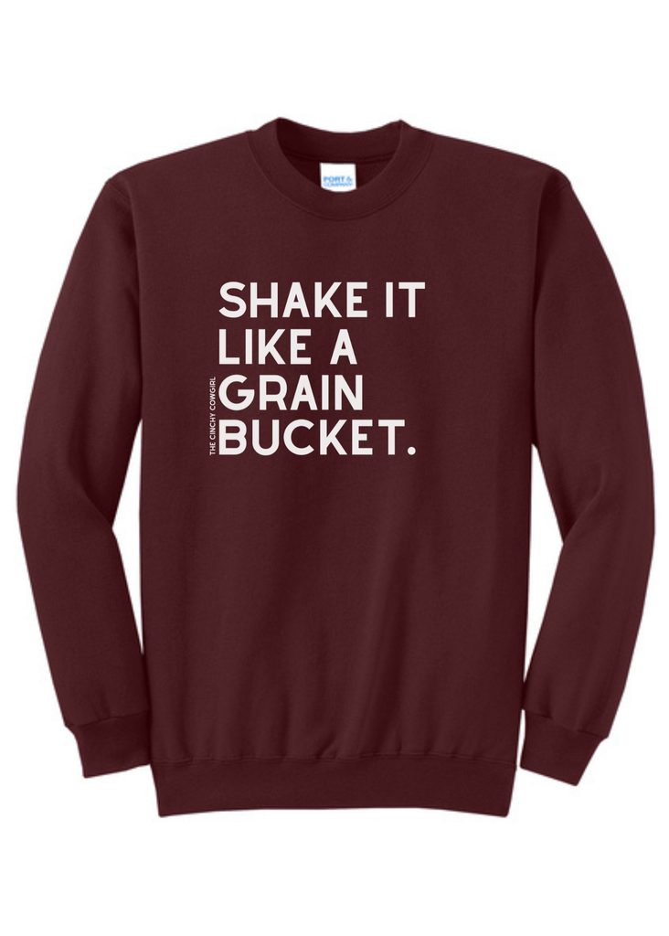 Shake It Like A Grain Bucket Pullover [6 Colors] tcc pullover The Cinchy Cowgirl Small Maroon