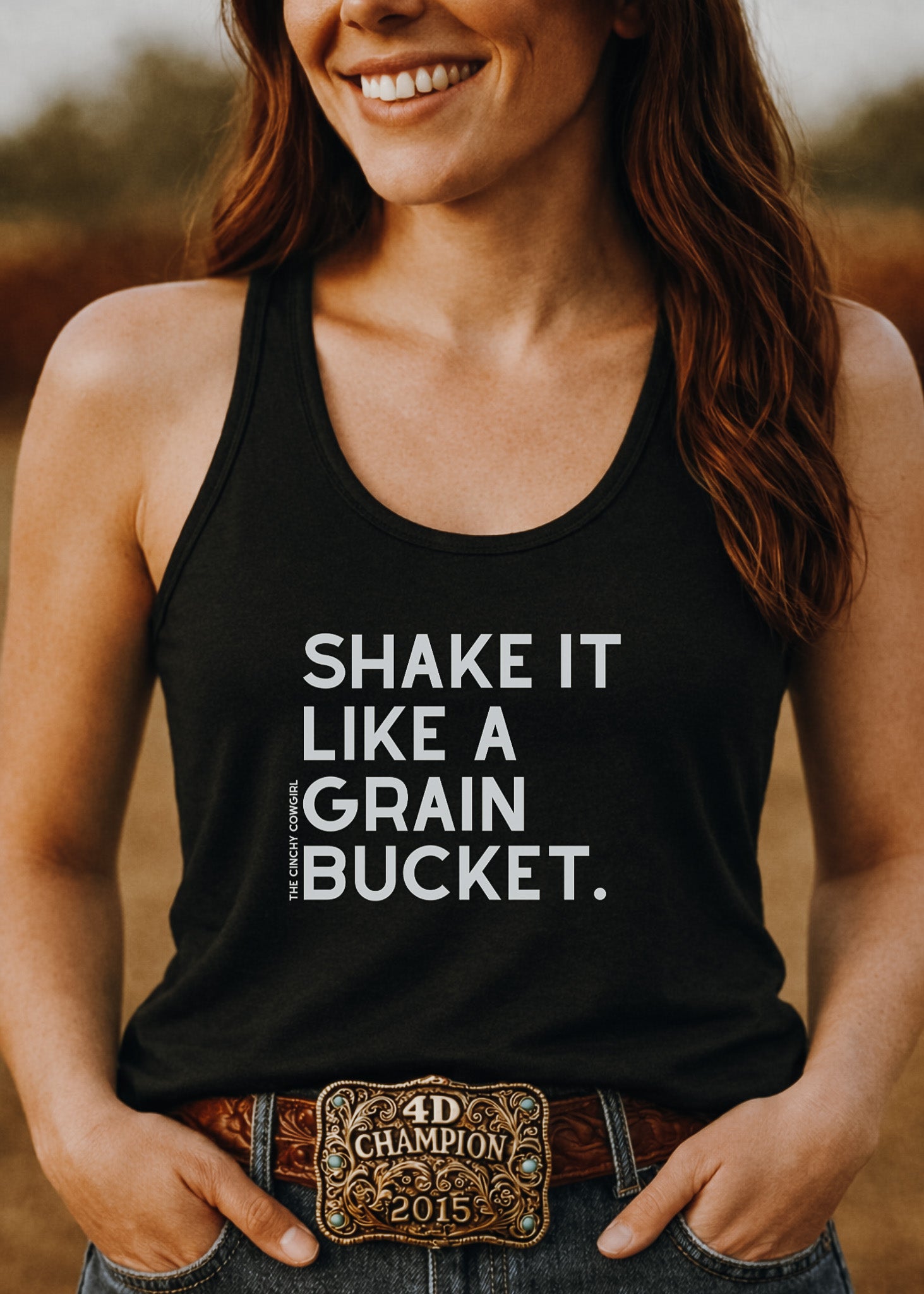 Shake It Like A Grain Bucket Tank Top Tank Top The Cinchy Cowgirl - Print