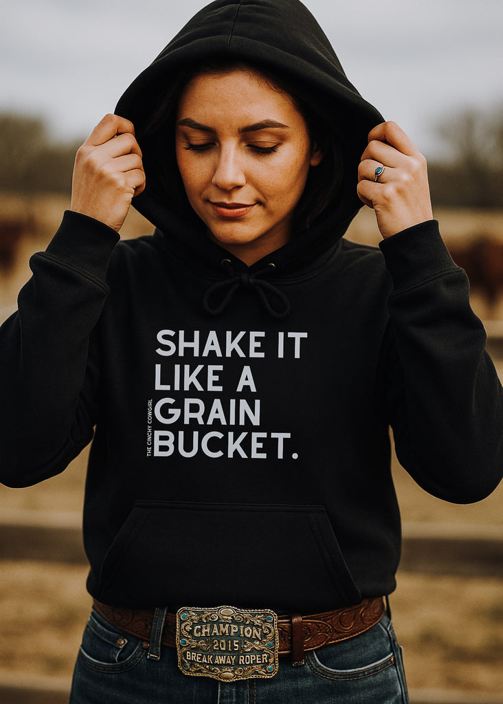 Shake It Like A Grain Bucket Hoodie [6 Colors] Graphic Hoodie The Cinchy Cowgirl