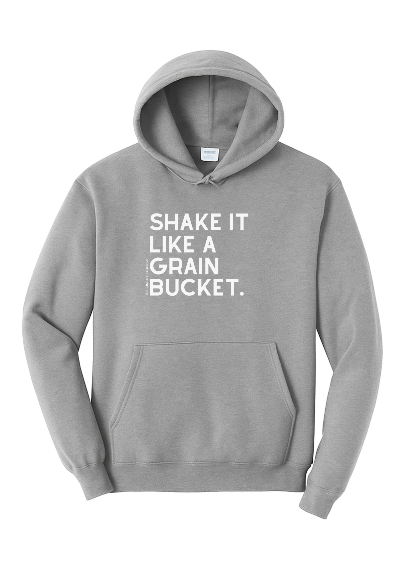 Shake It Like A Grain Bucket Hoodie Graphic Hoodie The Cinchy Cowgirl Small Athletic Heather Grey