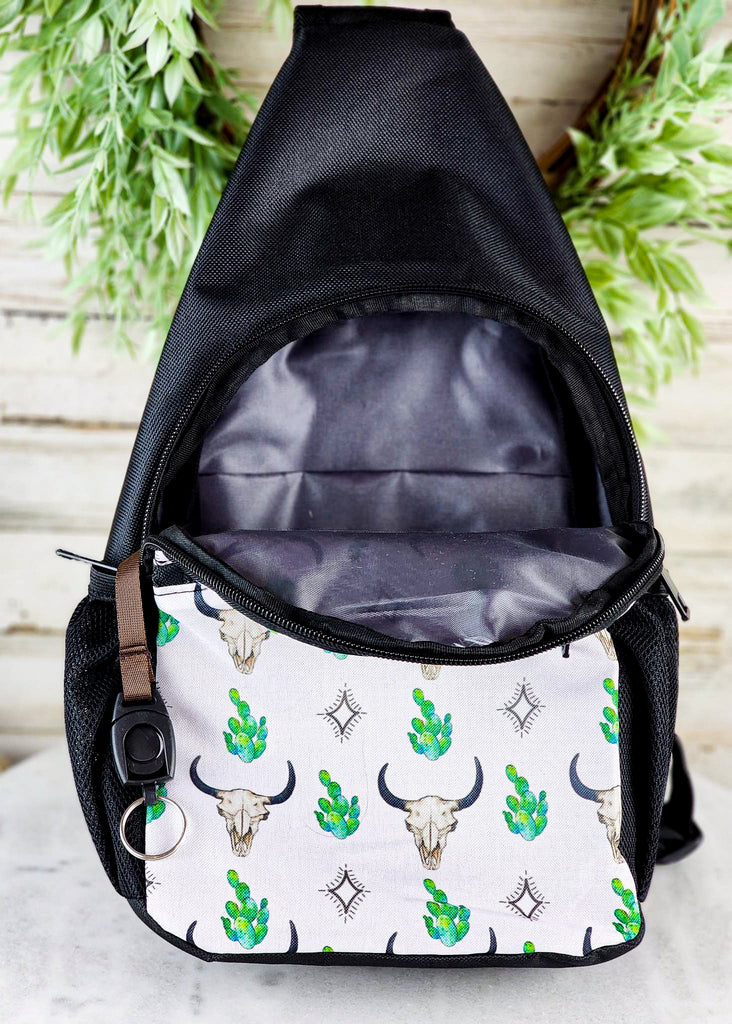 Skull, Cactus, Aztec Sling Bag