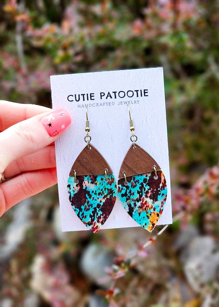 Teal Patina Western Handcrafted Earrings earrings Cutie Patootie   