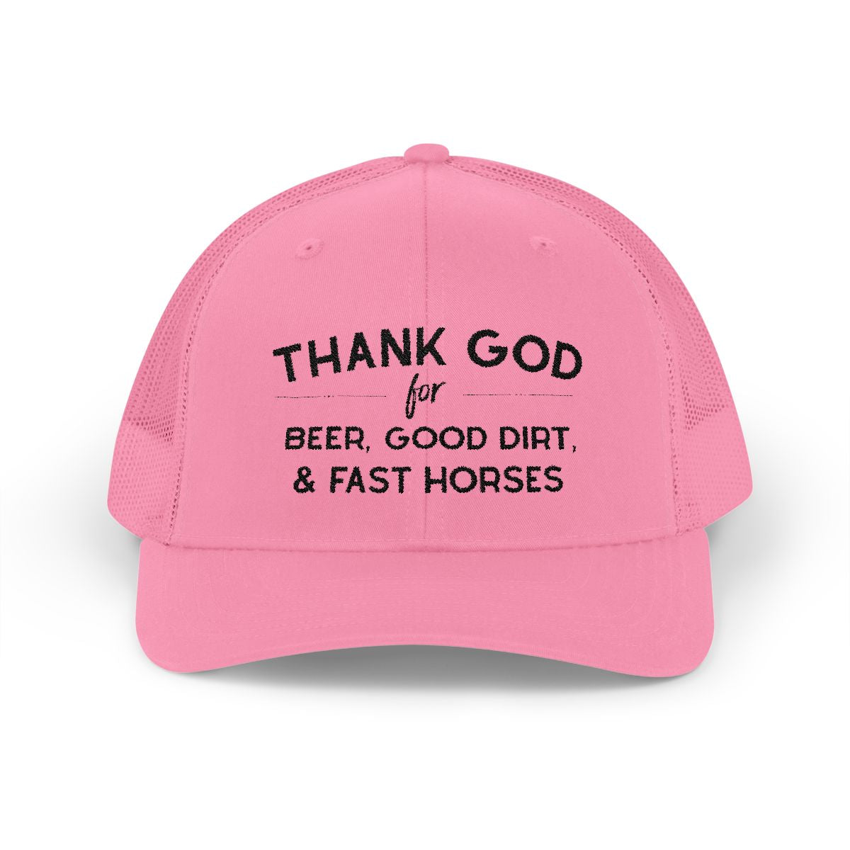 Thank God for Beer Good Dirt and Fast Horses Embroidered Hat Embroidered TCC Hat The Cinchy Cowgirl - Print Pink