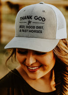 Thank God for Beer Good Dirt and Fast Horses Embroidered Hat Embroidered TCC Hat The Cinchy Cowgirl - Print