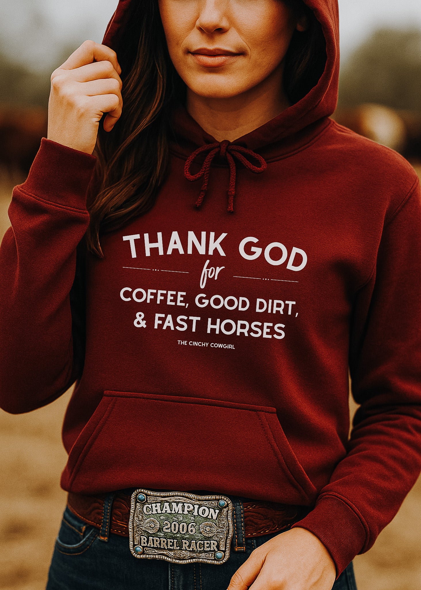 Thank God For Coffee, Good Dirt & Fast Horses Hoodie Graphic Hoodie The Cinchy Cowgirl