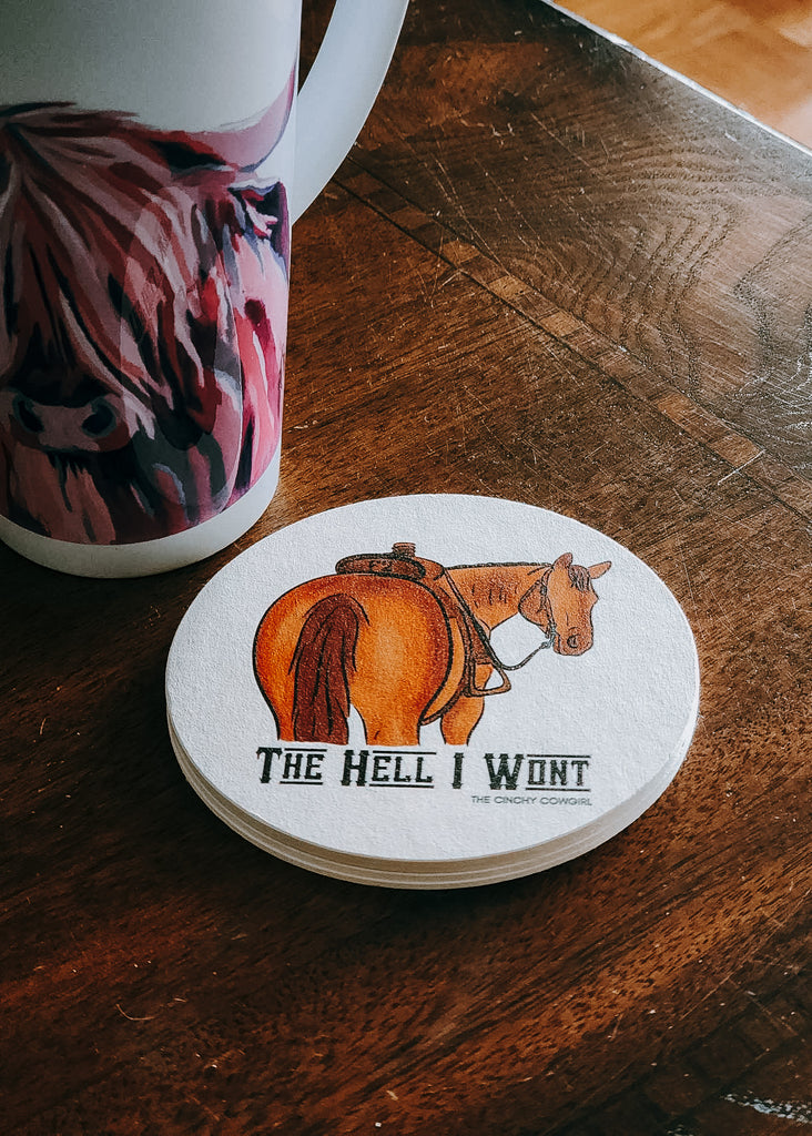 The Hell I Won't Coasters (Set of 4) coasters The Cinchy Cowgirl   