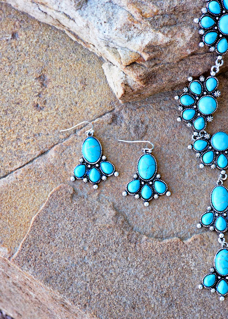 Turquoise Western Concho Y Necklace Earrings Blue Tortoise
