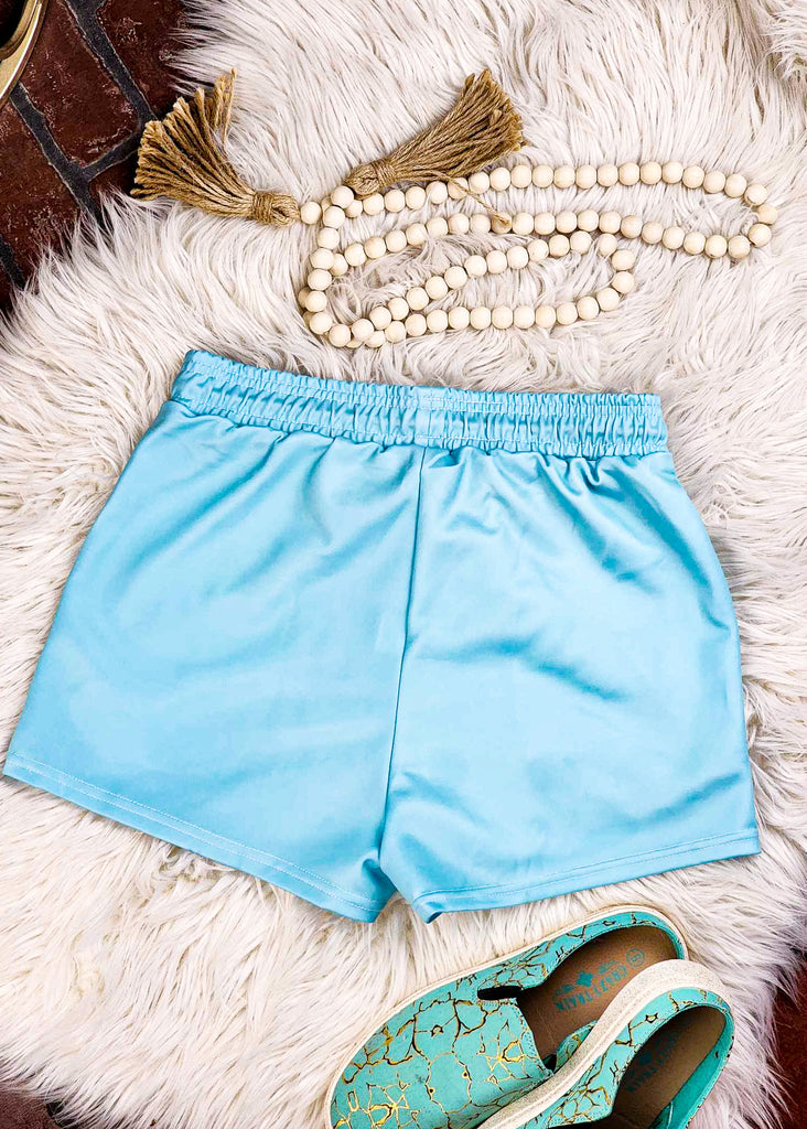 Turquoise Bay & Boujee Drawstring Shorts Horse Breed Drawstring Shorts The Cinchy Cowgirl (YC)   