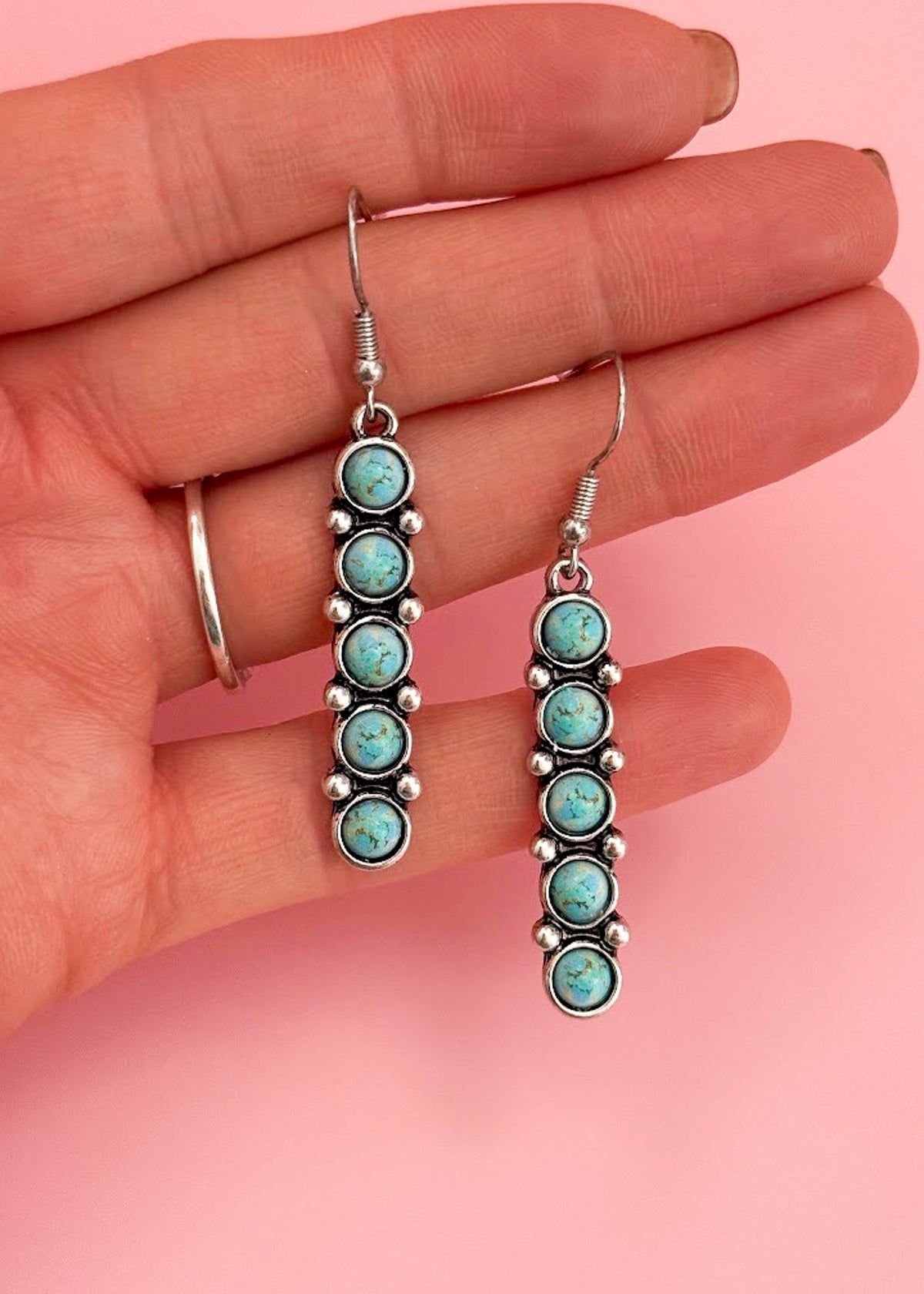 Turquoise Slender Dangle Earrings Earrings The Cinchy Cowgirl (BT)