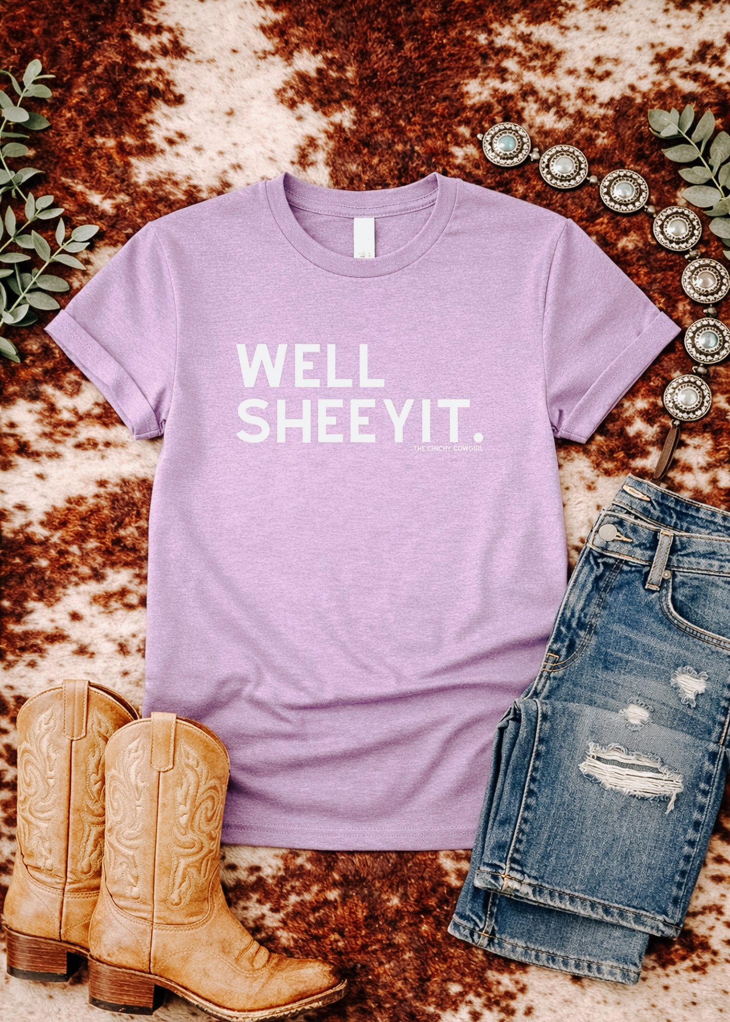 Well Sheeyit Short Sleeve Tee Graphic Tee The Cinchy Cowgirl - Print