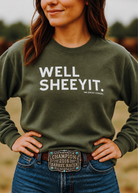 Well Sheeyit Fleece Pullover Sweatshirt The Cinchy Cowgirl - Print