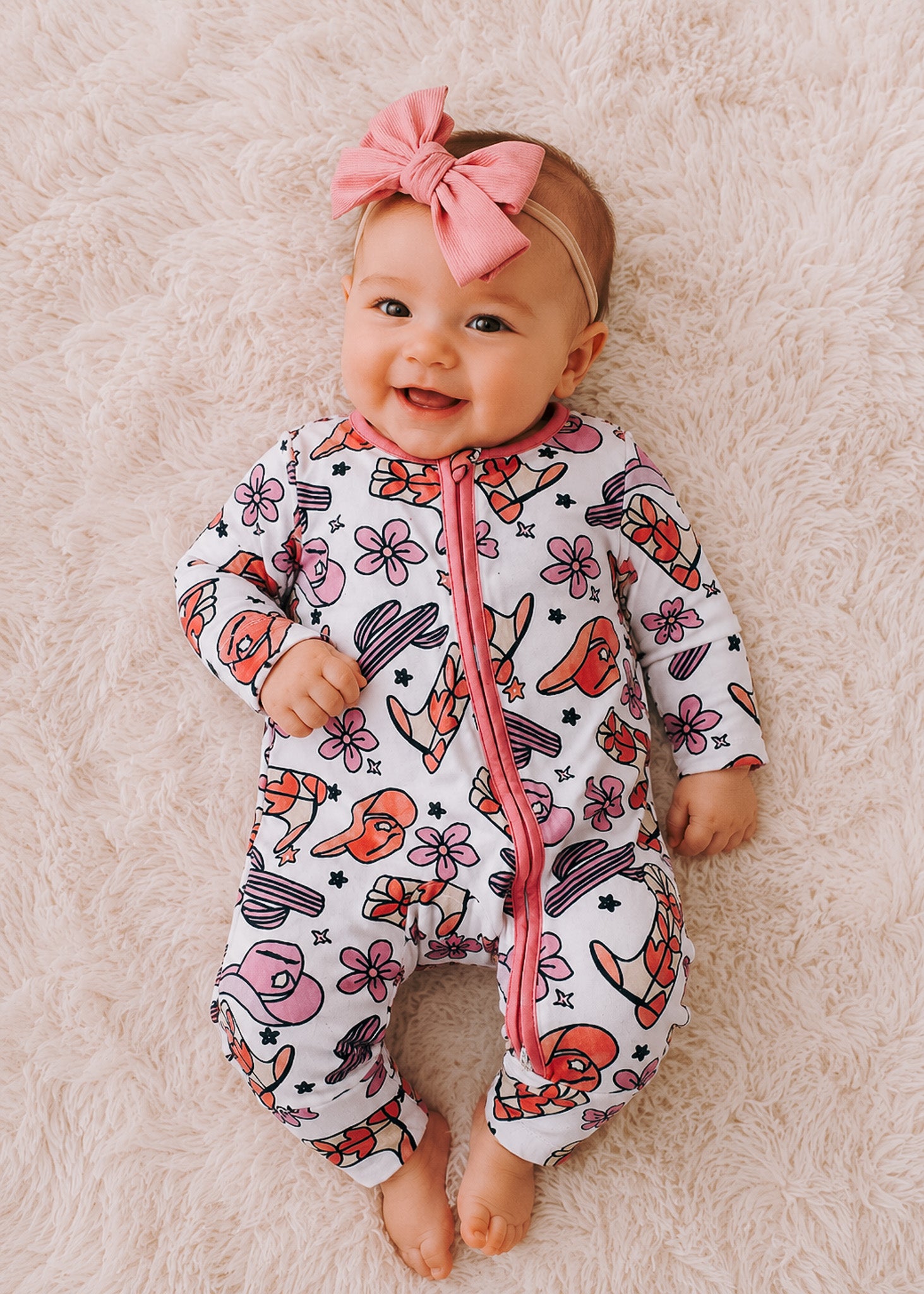 Pink Western Baby Zip Outfit Baby Outfit ladysworld