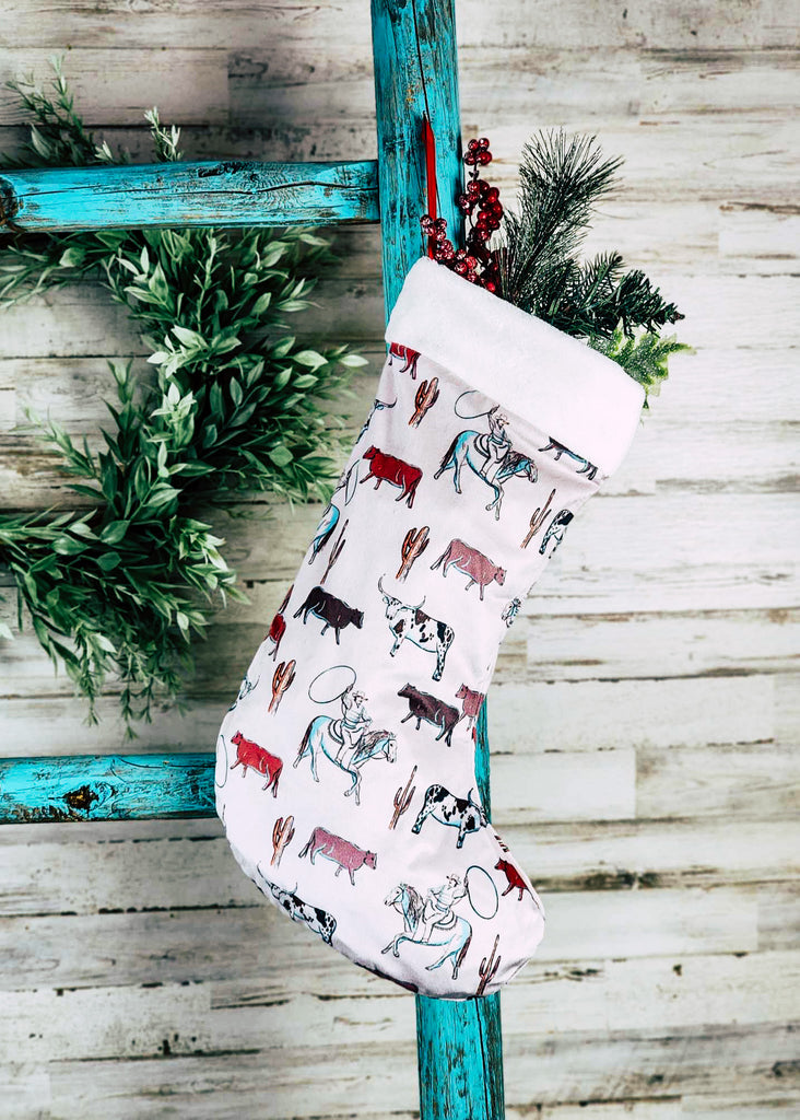 Western Christmas Stocking [13 Designs] Stocking The Cinchy Cowgirl (HP) Ranch Cattle  