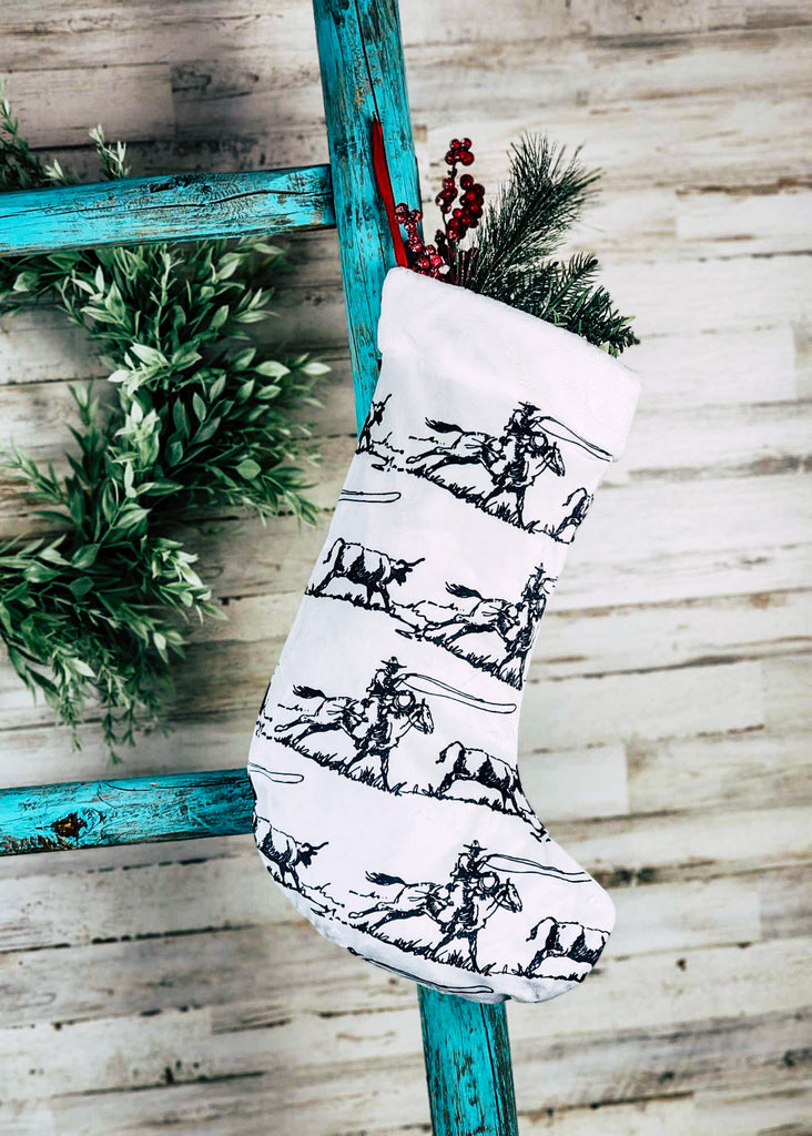 Western Christmas Stocking [13 Designs] Stocking The Cinchy Cowgirl (HP) White Ranch Roper  