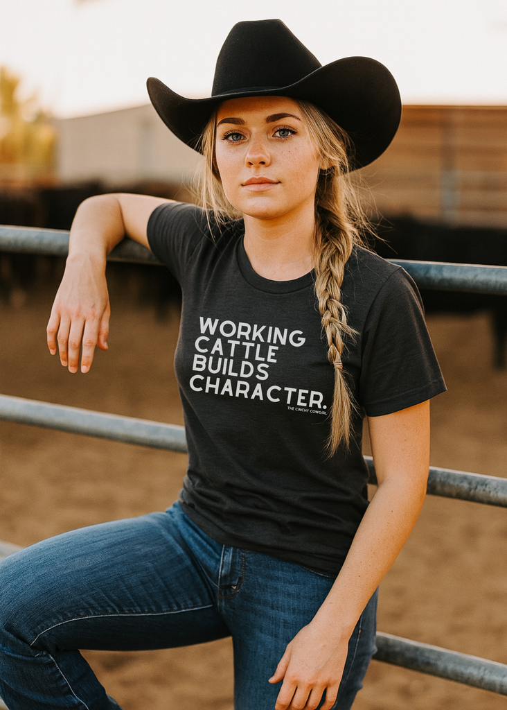Working Cattle Builds Character Short Sleeve Graphic Tee [16 Colors] Short Sleeve Graphic Tee The Cinchy Cowgirl