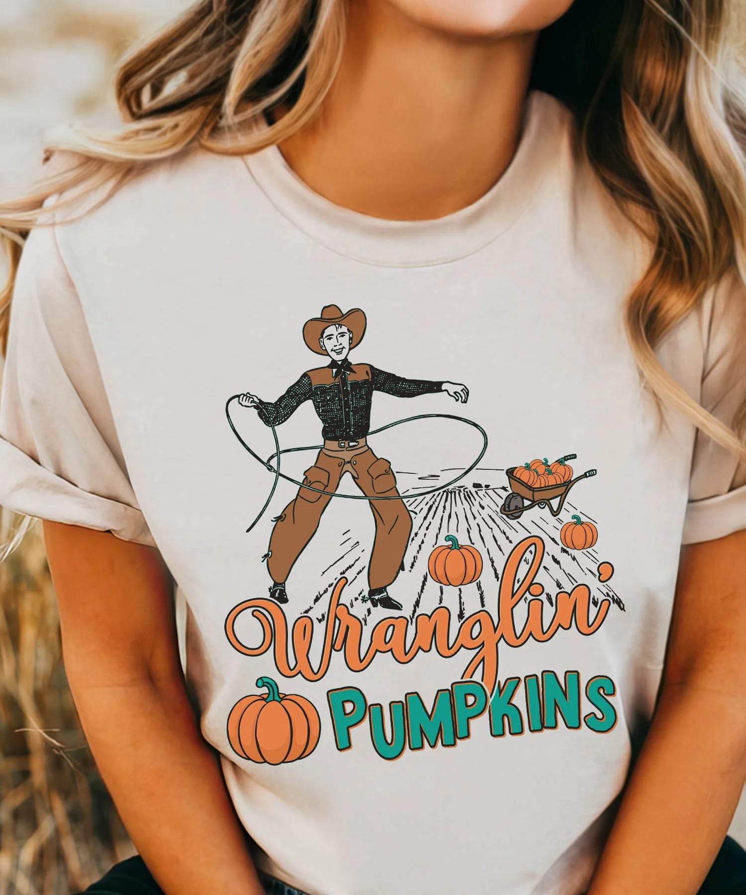 Wranglin' Pumpkins Short Sleeve graphic tee - dropship thelattimoreclaim