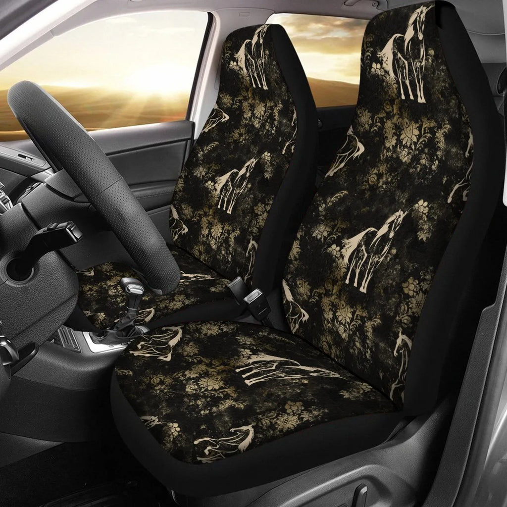Black Vintage Floral Horse 3 Piece Auto Set 3 piece auto set The Cinchy Cowgirl (YC)   