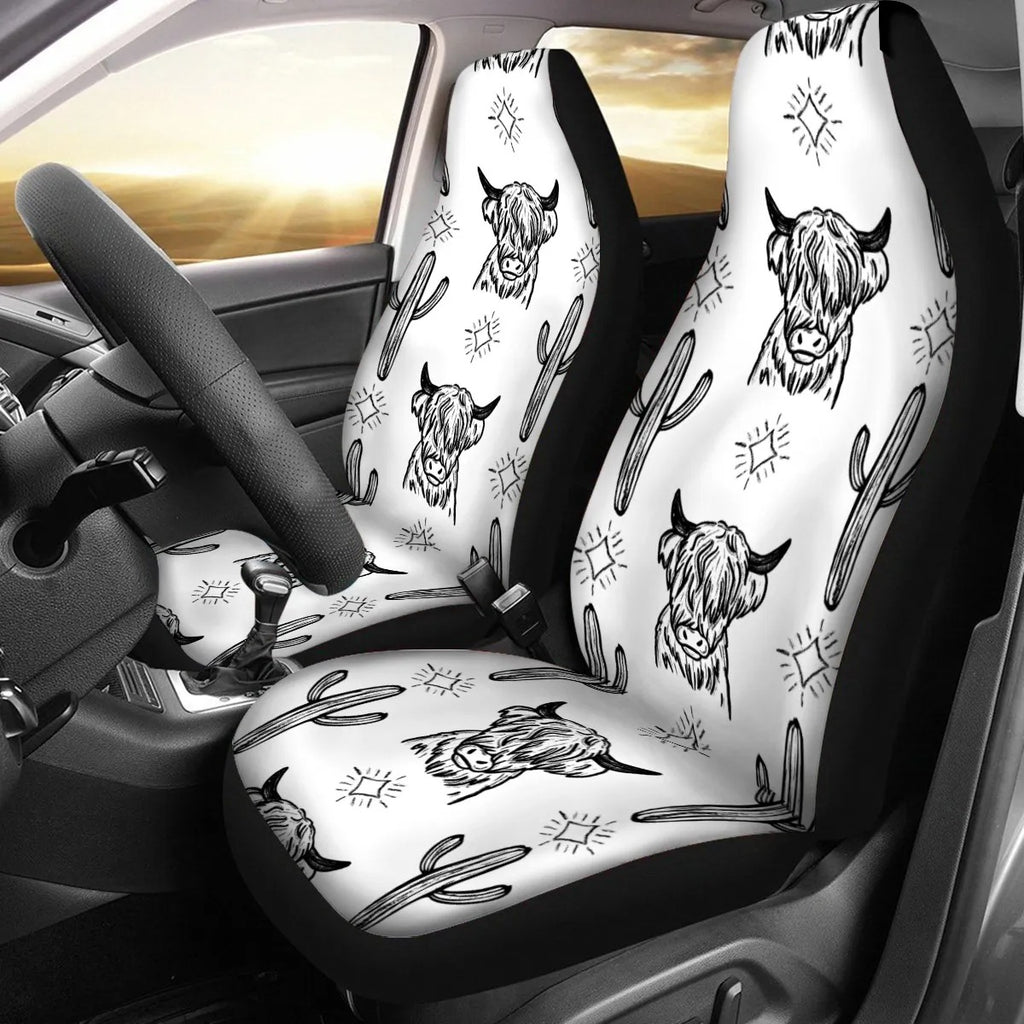 White Highland Cow 3 Piece Auto Set 3 piece auto set The Cinchy Cowgirl (YC)   
