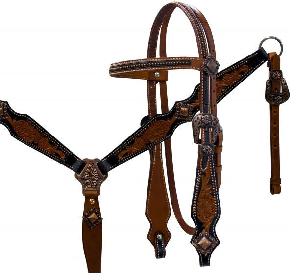 Tooled Floral Headstall Set headstall set Shiloh   